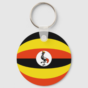 Uganda Fisheye Flagga Keychain Nyckelring