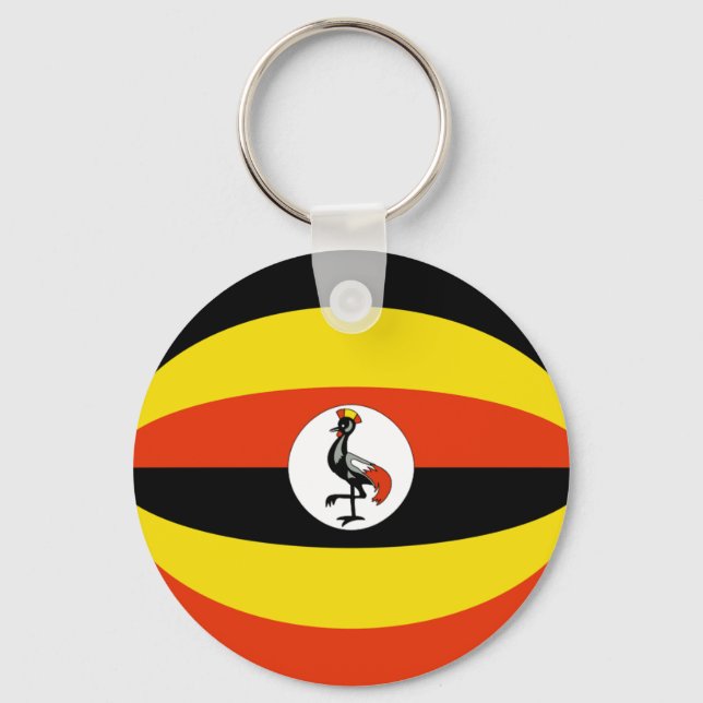 Uganda Fisheye Flagga Keychain Nyckelring (Framsida)
