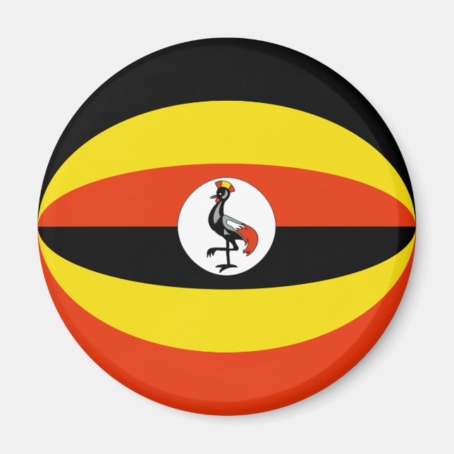 Uganda Fisheye Flagga Magnet (Framsidan)