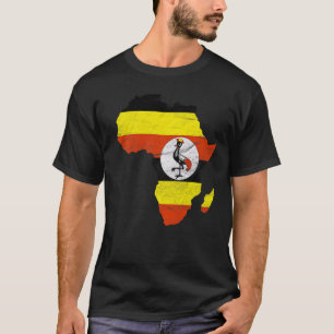 Uganda Flagga Afrika Continent Silhouette Gift for T Shirt
