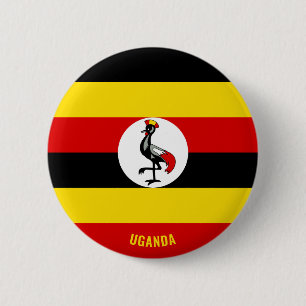 Uganda Flagga Cute Patriotic Knapp