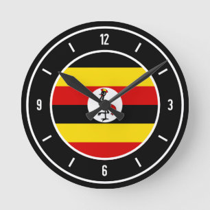Uganda Flagga Elegant Rund Klocka