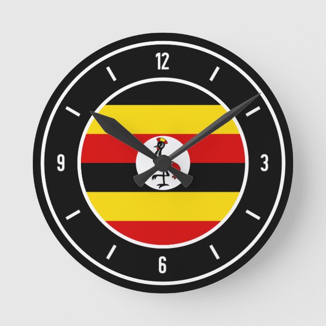 Uganda Flagga Elegant Rund Klocka (Framsida)