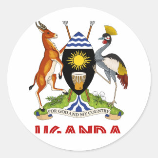 UGANDA - flagga/emblem/jacka av arm/symbol Runt Klistermärke