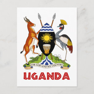 UGANDA - flagga/emblem/jacka av arm/symbol Vykort