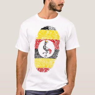 Uganda Flagga Fingeravtryck Grafisk Herr T-Shirt U