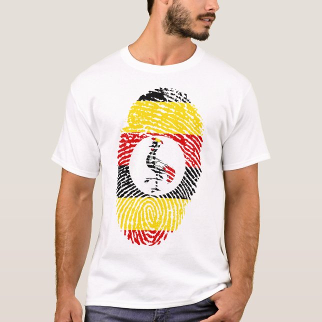 Uganda Flagga Fingeravtryck Grafisk Herr T-Shirt U (Framsida)