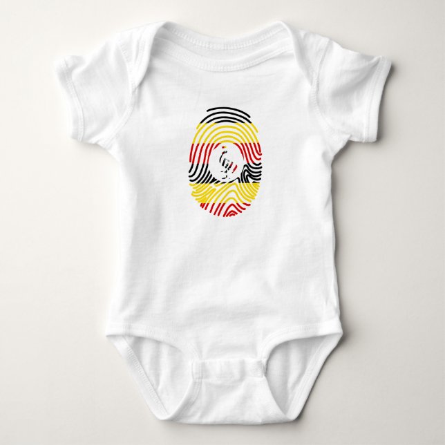 Uganda Flagga Fingerprint T Shirt (Framsida)