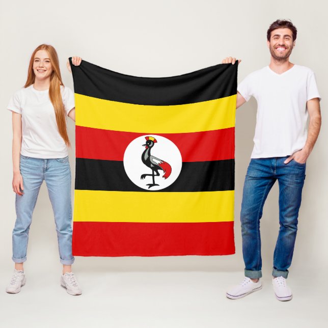Uganda flagga fleecefilt (På plats)