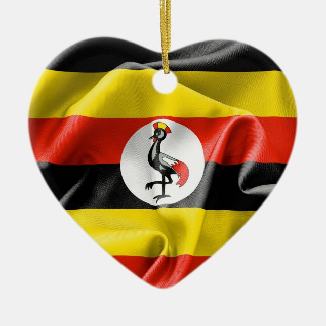 Uganda Flagga Heart Ceramic jul Ornament (Framsidan)