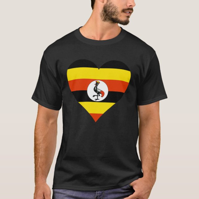 Uganda Flagga Heart Uganda Kärlek Uganda T Shirt (Framsida)