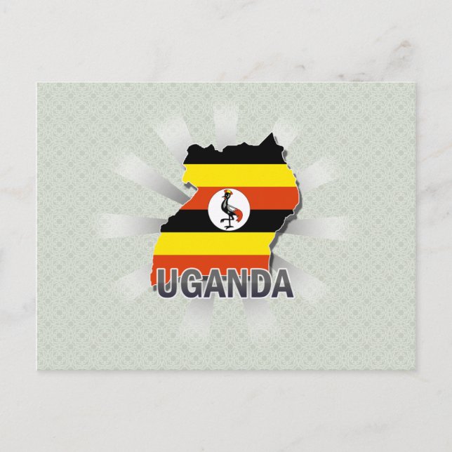 Uganda Flagga Karta 2.0 Vykort (Framsida)