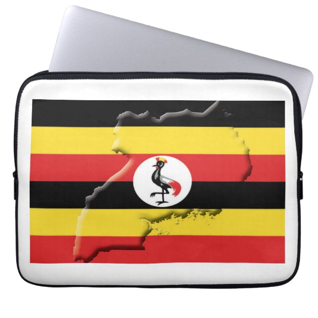 UGANDA Flagga Karta Patriotic Computer WHITE Laptop Fodral (Framsidan)