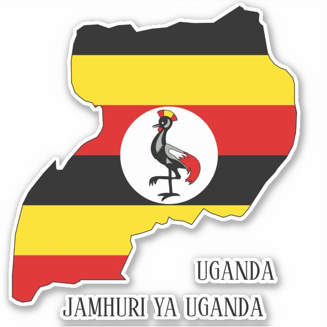 Uganda Flagga Karta Patriotic Klistermärken (Framsida)