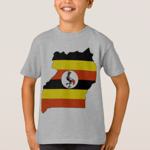 Uganda flagga karta t-shirt
