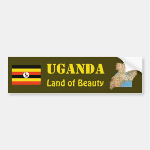 Uganda flagga + Kartabildekal Bildekal