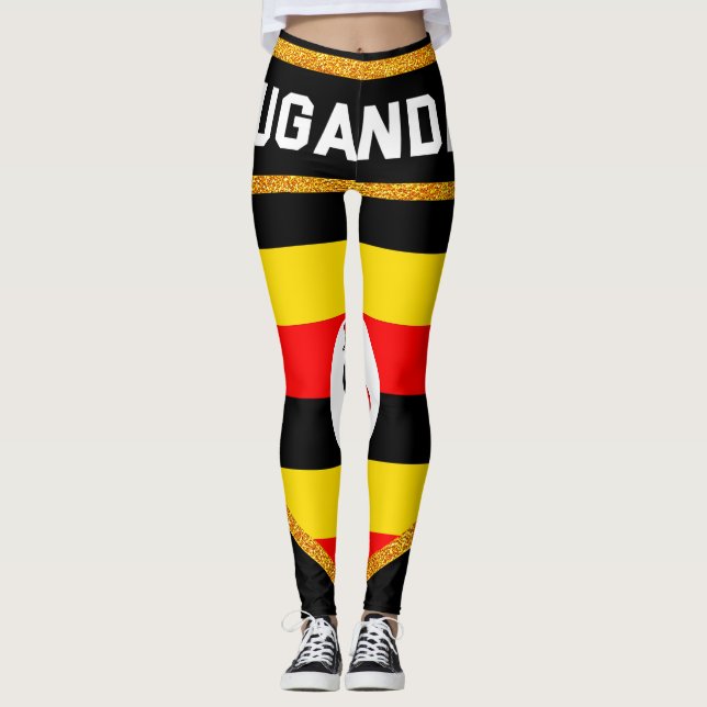 Uganda Flagga Leggings (Framsida)