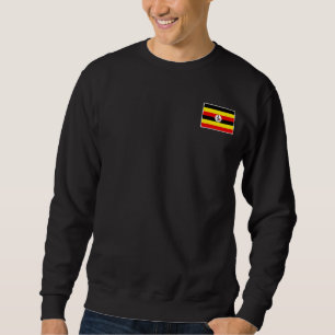 Uganda Flagga med Vintage Ugandas nationella Färg Lång Ärmad Tröja