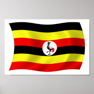 Uganda Flagga Poster Skriv ut