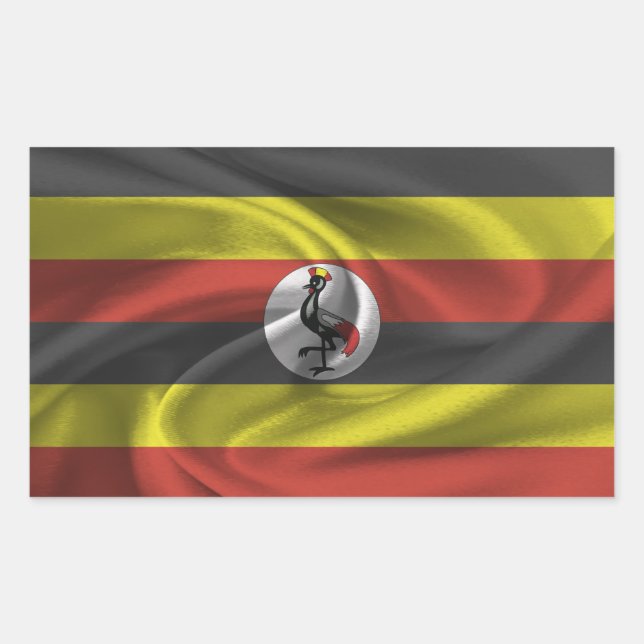 Uganda Flagga Rektangulärt Klistermärke (Framsida)
