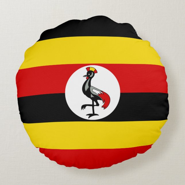 Uganda flagga rund kudde (Baksidan)