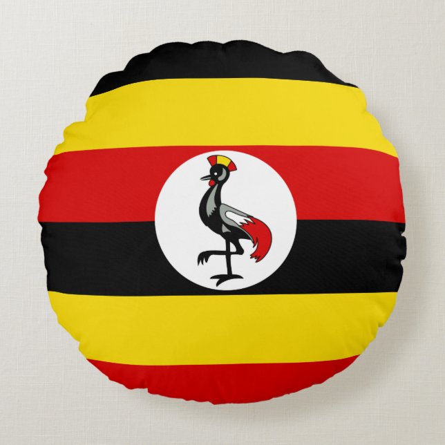 Uganda Flagga Rund Kudde (Framsidan)