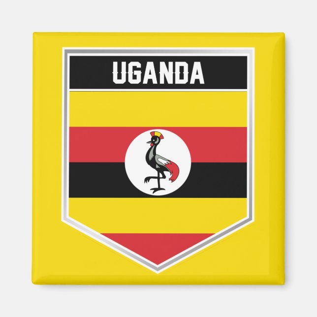 Uganda Flagga Shield Magnet (Framsidan)