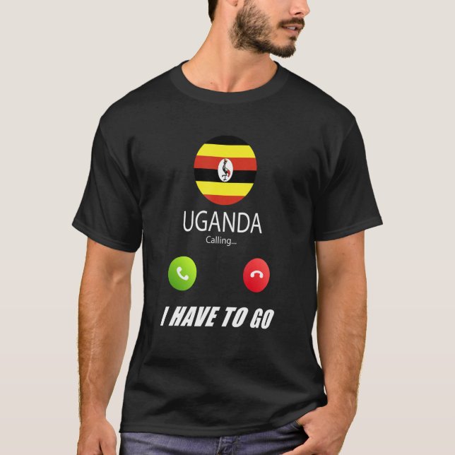 Uganda Flagga Souvenir Uganda ringer upp T Shirt (Framsida)