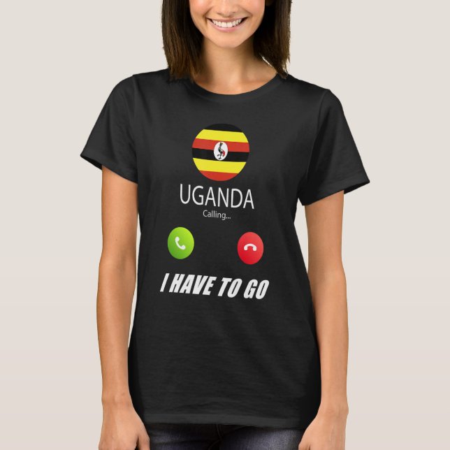 Uganda Flagga Souvenir Uganda ringer upp T Shirt (Framsida)