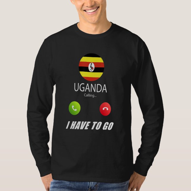 Uganda Flagga Souvenir Uganda Ropar Ropar T Shirt (Framsida)