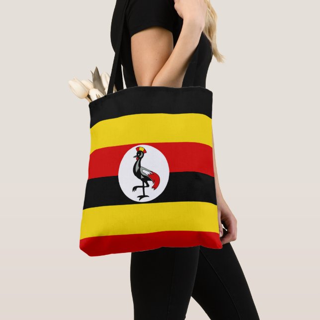 Uganda flagga tygkasse (Närbild)