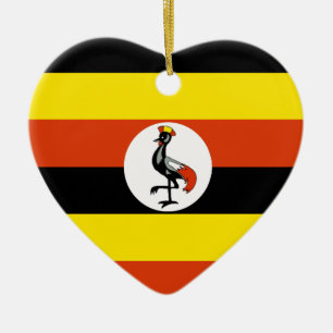 Uganda flaggahjärta julgransprydnad keramik