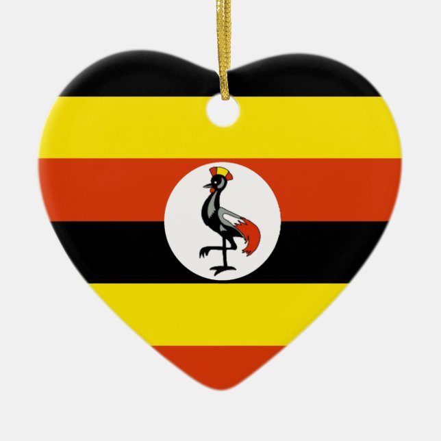 Uganda flaggahjärta julgransprydnad keramik (Framsidan)