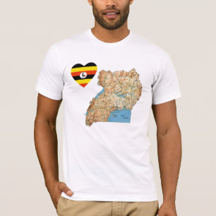Uganda flaggahjärta och kartaT-tröja Tröja