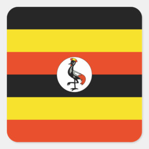 Uganda flaggaklistermärke fyrkantigt klistermärke