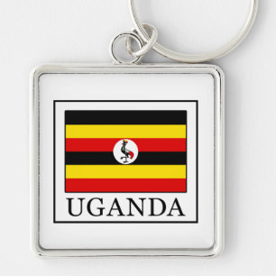 Uganda Fyrkantig Silverfärgad Nyckelring