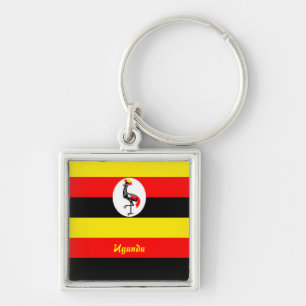 Uganda Fyrkantig Silverfärgad Nyckelring