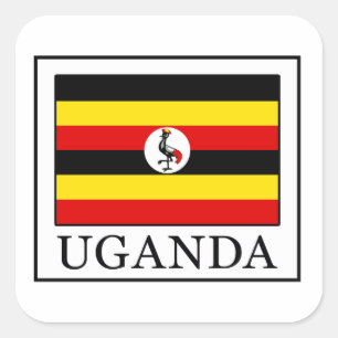 Uganda Fyrkantigt Klistermärke