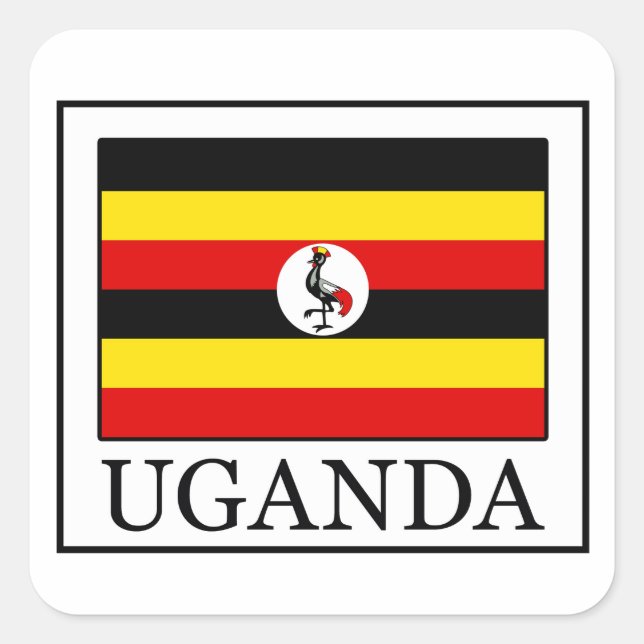 Uganda Fyrkantigt Klistermärke (Framsida)