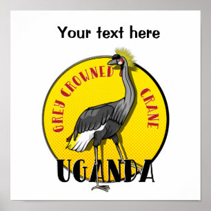 UGANDA grått-kran Poster