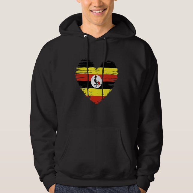 Uganda Heart Ugandas Flagga Pridet Uganda Hoodie (Framsida)