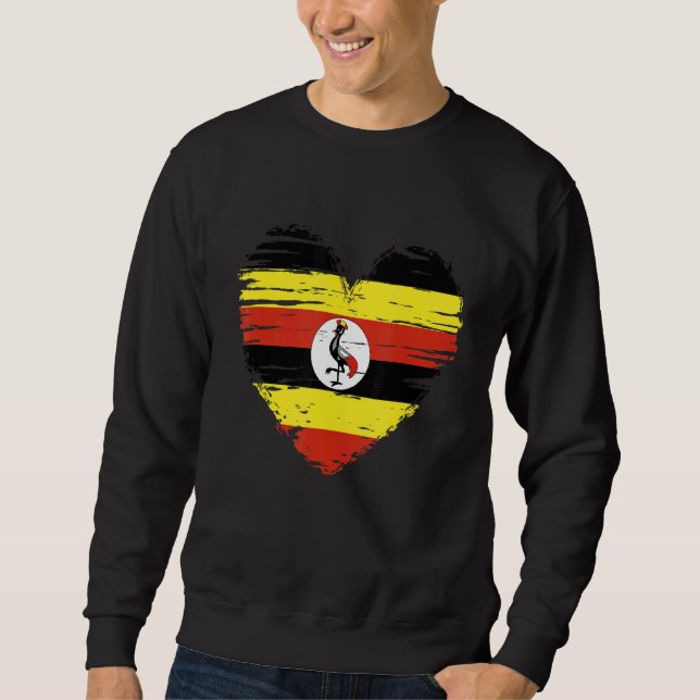 Uganda Heart Ugandas Flagga Pridet Uganda Lång Ärmad Tröja (Framsida)