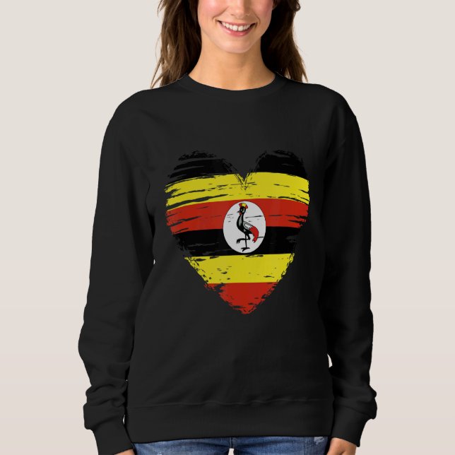 Uganda Heart Ugandas Flagga Pridet Uganda T Shirt (Framsida)
