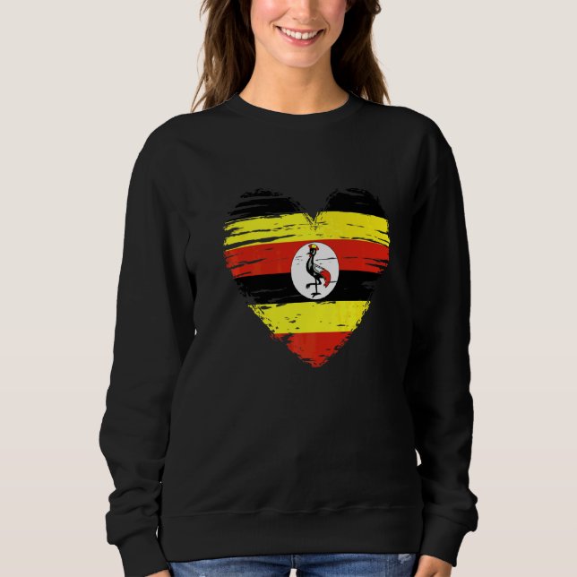 Uganda Heart Ugandas Flagga Pridet Uganda T Shirt (Framsida)