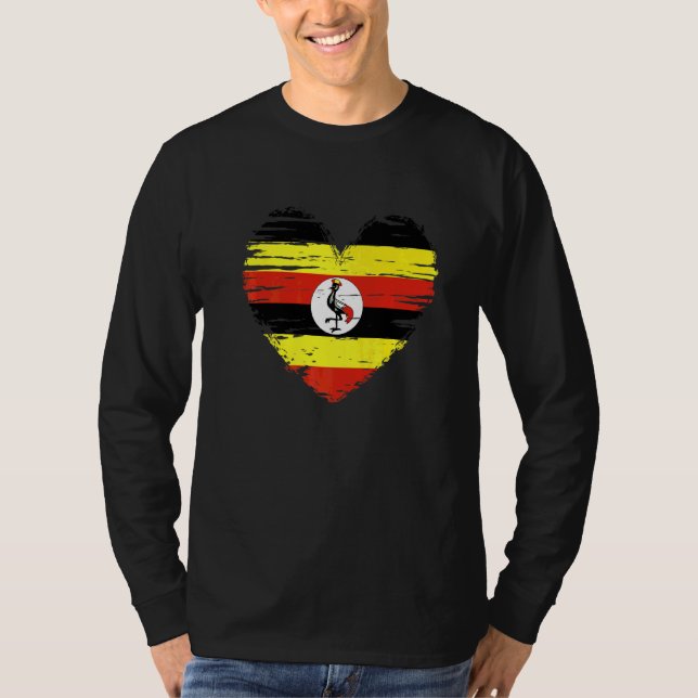 Uganda Heart Ugandas Flagga Pridet Uganda T Shirt (Framsida)