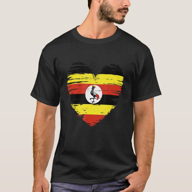Uganda Heart Ugandas Flagga Pridet Uganda T Shirt (Framsida)