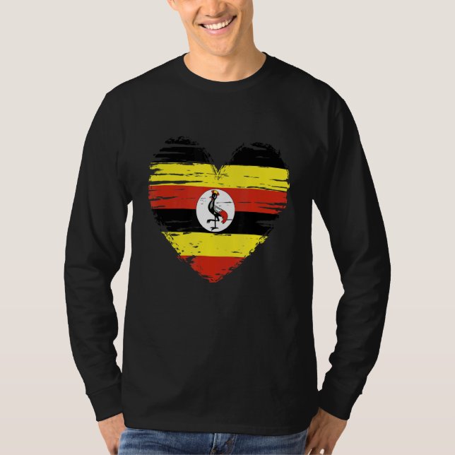 Uganda Heart Ugandas Flagga Pridet Uganda T Shirt (Framsida)