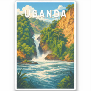 Uganda Illustration Resa Konst Vintage Klistermärken