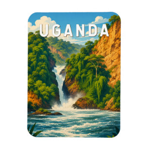 Uganda Illustration Resa Konst Vintage Magnet