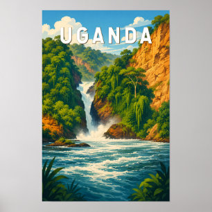 Uganda Illustration Resa Konst Vintage Poster